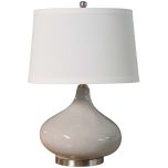 Block & Chisel table lamp with white linen shade and ceramic and metal base