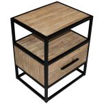 Block & Chisel old elm wood side table with iron frame