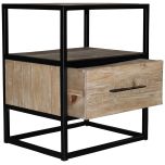 Block & Chisel old elm wood side table with iron frame