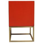 Block & chisel bedside table table orange laquer 2 drw with gold metal base