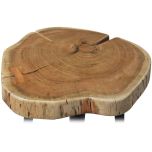 Block & Chisel round acacia wood side table with matt black metal legs