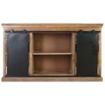 Block & Chisel mango wood sideboard with matt black iron doors