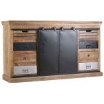Block & Chisel mango wood sideboard with matt black iron doors