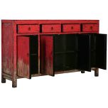 Block & Chisel red wooden 4 door Chinese sideboard with 4 drawers