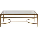 Block & Chisel stainless steel coffee table with tempered glass top
