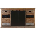 Block & Chisel mango wood sideboard with matt black iron doors