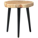 Block & Chisel round acacia wood side table with matt black metal legs