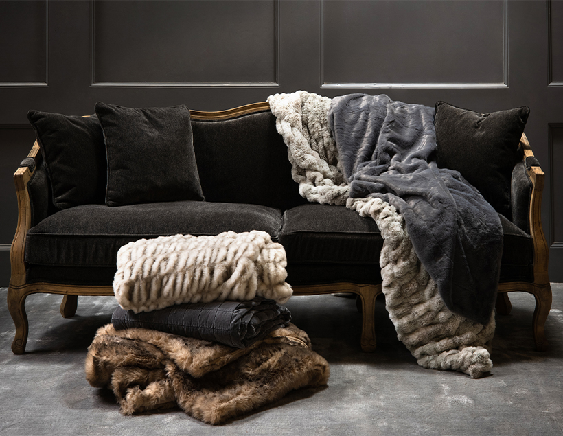 Cotton, wool or faux fur throws