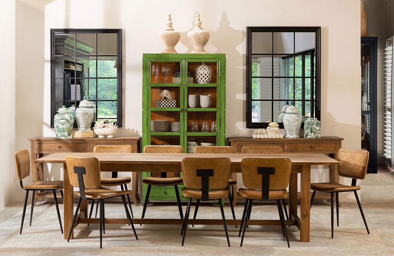Industrial Modern Dining Room with eclectic decor touches