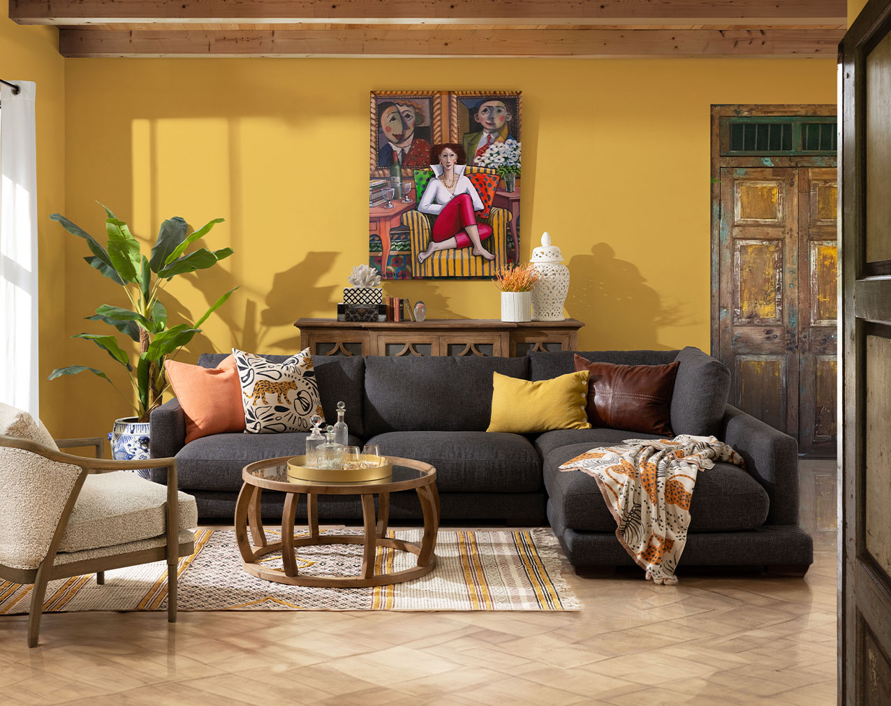 Large modular charcoal corner sofa