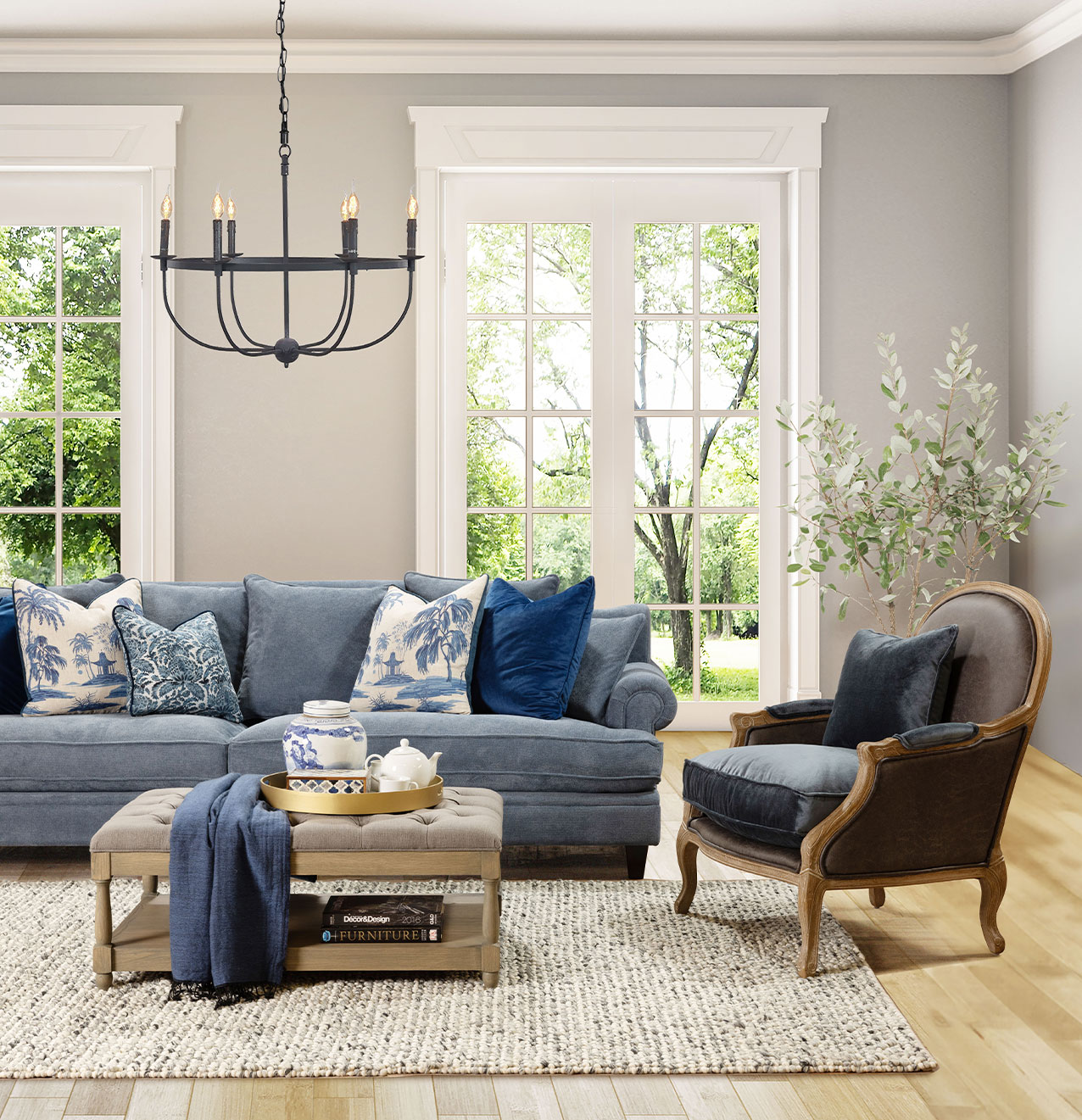 Large plush classic two-cushion sofa 