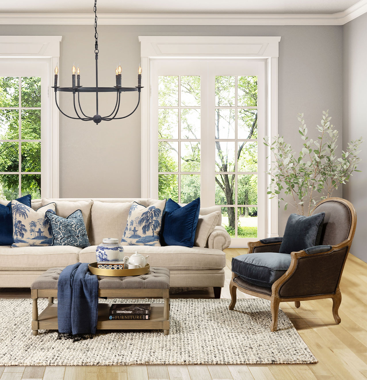 Large plush classic two-cushion sofa 