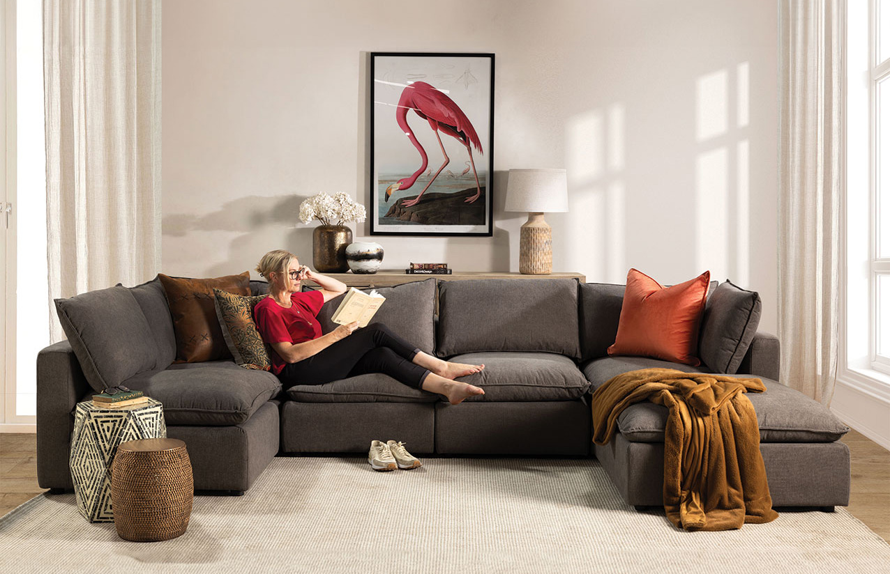 Plush large corner sofa with floating ottoman 