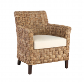 Furzey Occasional Armchair with weaved pattern and white cushion