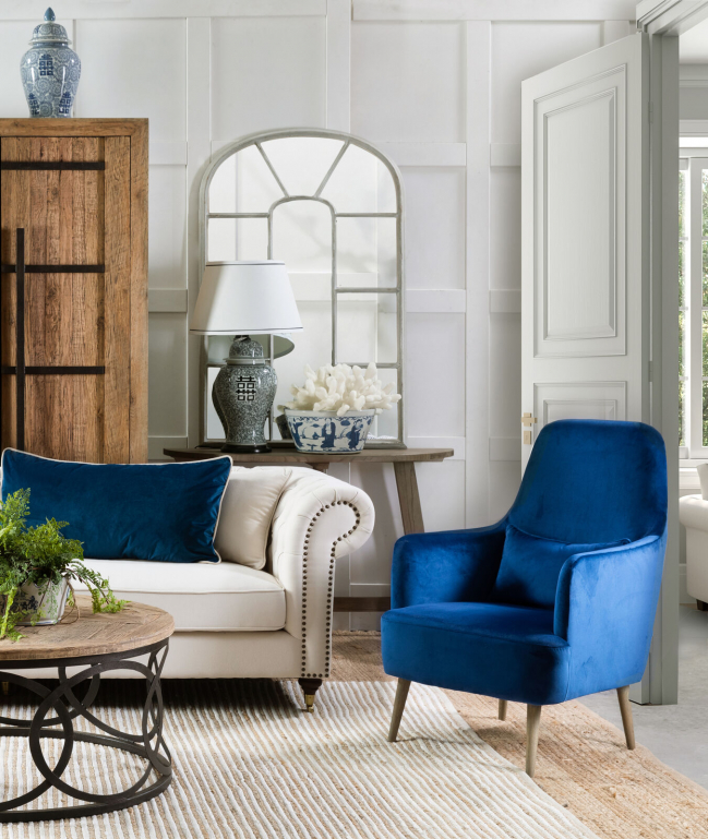 Emily Armchair Royal Blue Block Chisel