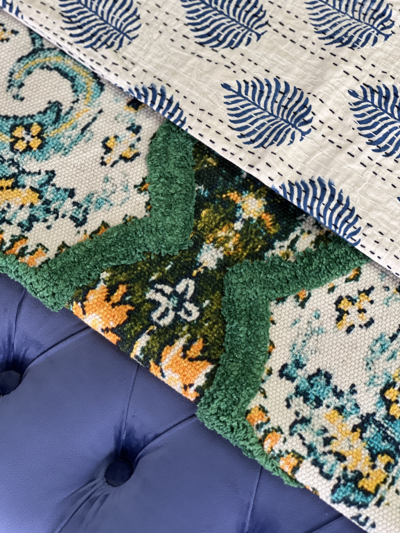 Naksha Rug Blue & Green Dhurrie Block & Chisel