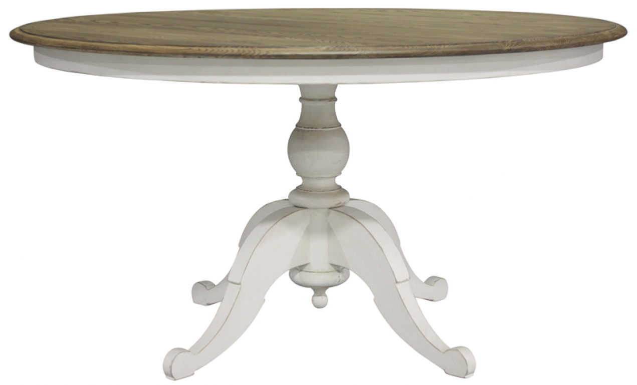 Block Chisel Round Weathered Oak Table With Antique White Block Chisel Round Weathered Oak Table With Antique White
