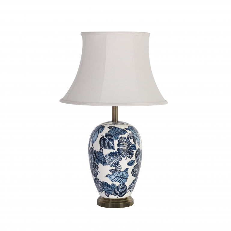 blue and white ceramic lamp base