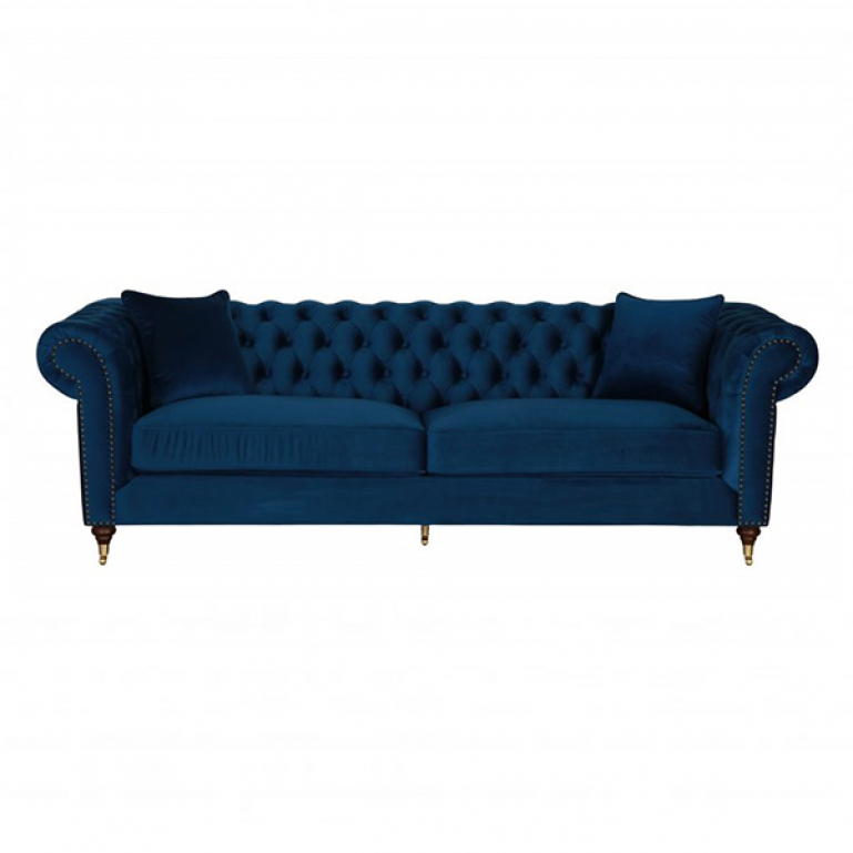 Duchess Chesterfield Sofa Navy Blue Block Chisel