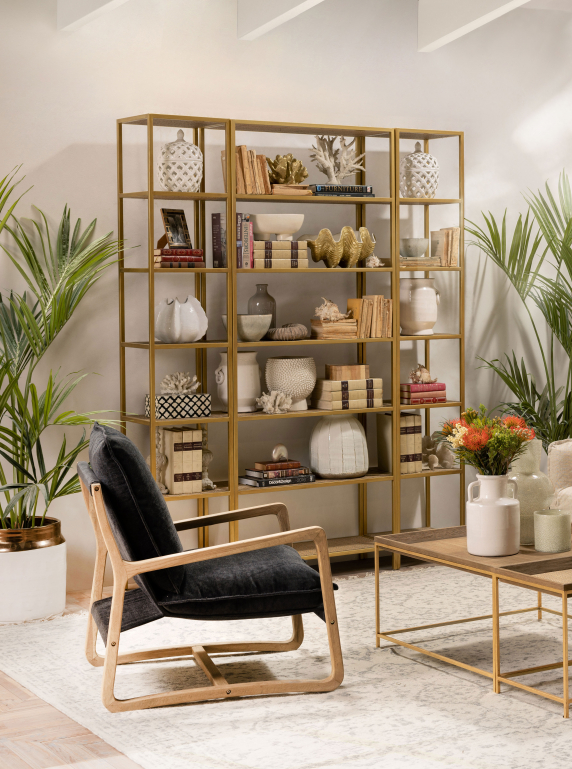 Small store gold bookshelf