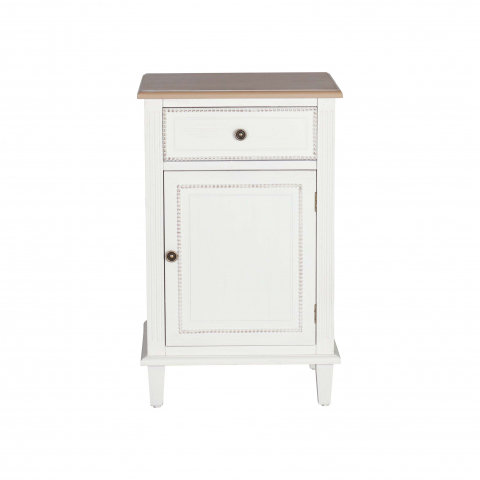 white block and chisel bedside with 1 drawer and cupboard