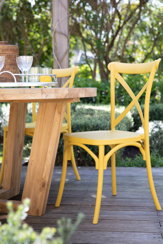 Cross Back PVC Yellow Dining Cafe Chair