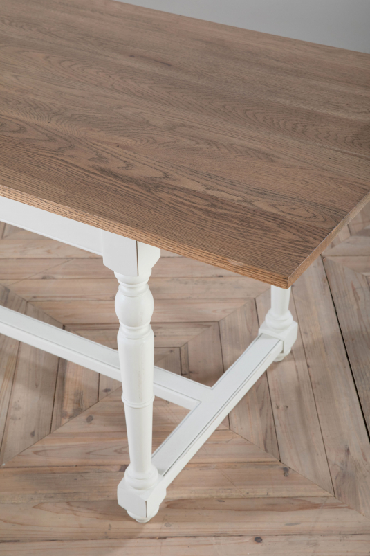 Block and chisel dining table antique white weathered oak