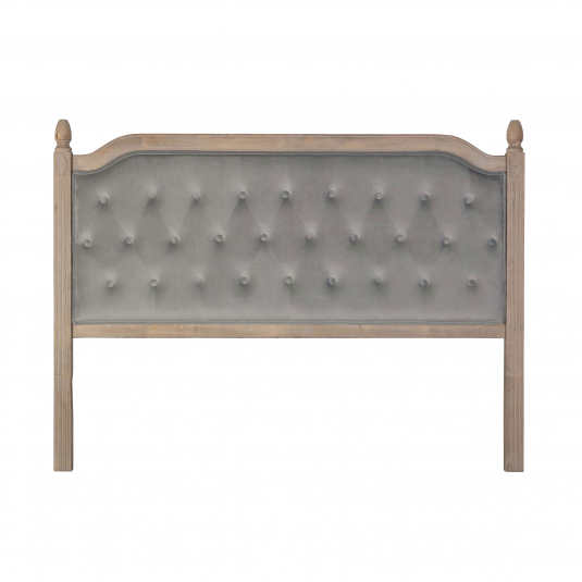 French style headboard in grey velvet with button detail