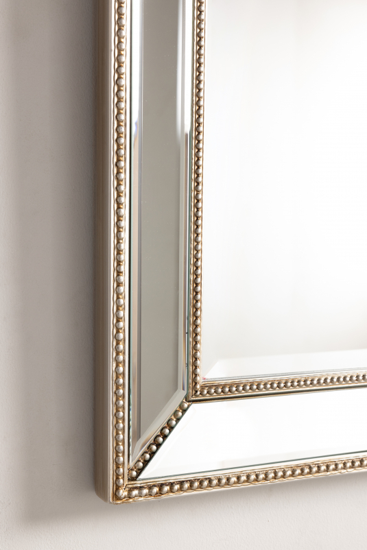 Block & Chisel rectangular mirror with wooden frame and gold finish trim