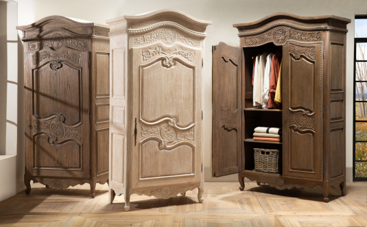 1 door french style armoire with carvings