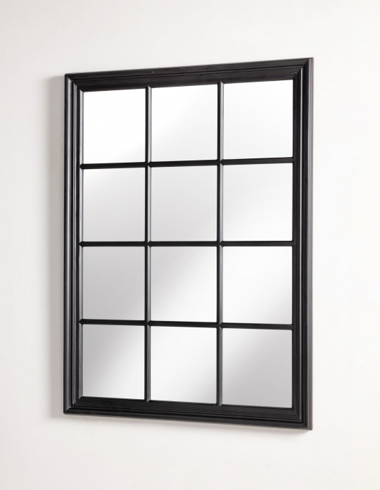 Block & Chisel rectangular panelled mirror with matt black wooden frame