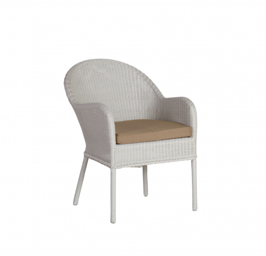 Outdoor armchair white synthetic cane and seat cushion resort collection