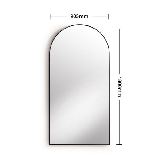 black framed arched mirror 