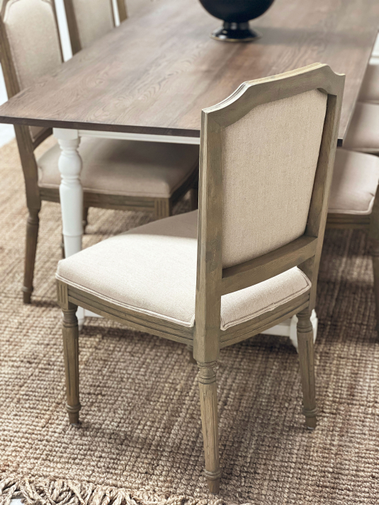 linen upholstered dining chair with wooden frame Château Collection 