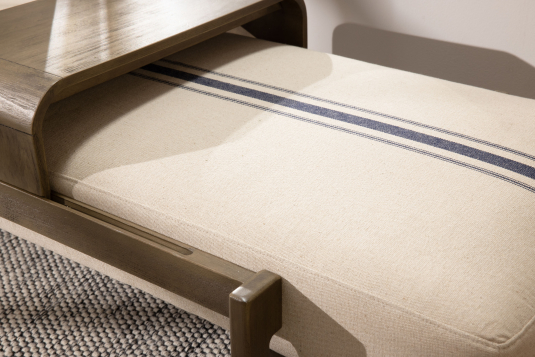 Modern daybed in linen with navy stripe