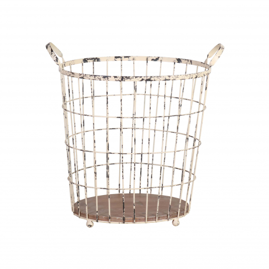 Metal and wood storage basket