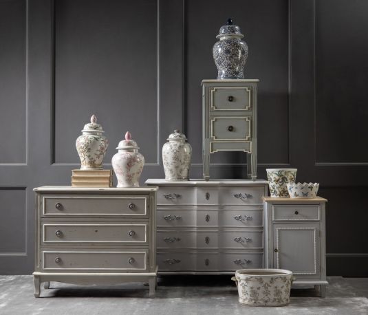4 Drawer chest painted grey Château collection