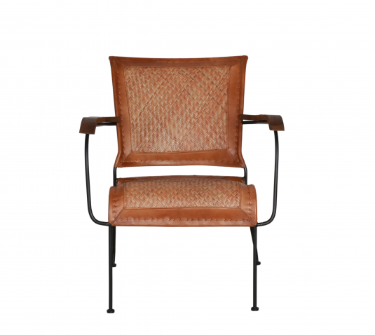 Leather and metal armchair