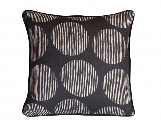 black and white circle print cushion 