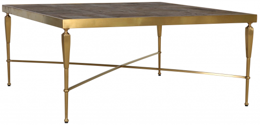 Block & Chisel square recycled elm coffee table with brushed stainless steel
