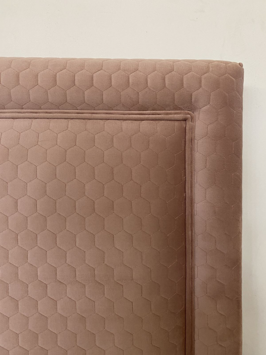 King size headboard in rose quilted fabric