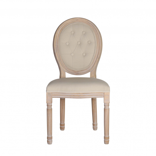 Classic French cream dining chair with tufted detail