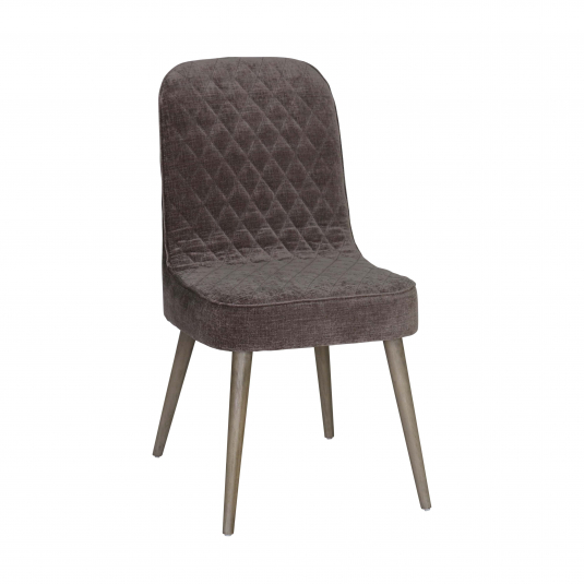 Block & Chisel brown upholstered dining chair with beech wood leg