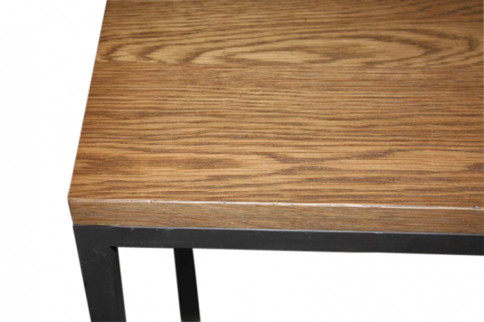 Block & Chisel Weathered Oak console table with matt black metal base