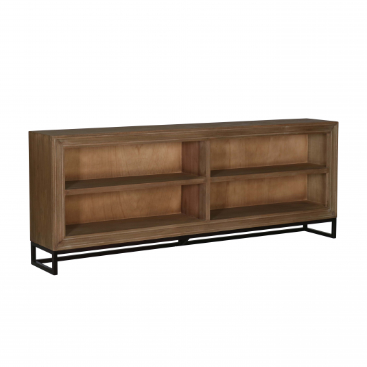 low wooden tv unit with shelf