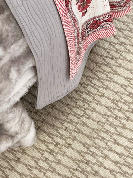 Block & Chisel cream wool rug with diamond detail