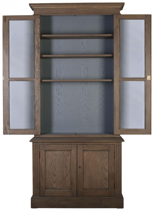 Block & Chisel solid railway oak single bookcase with glass front