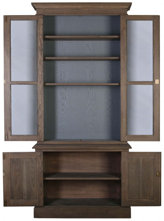 Block & Chisel solid railway oak single bookcase with glass front