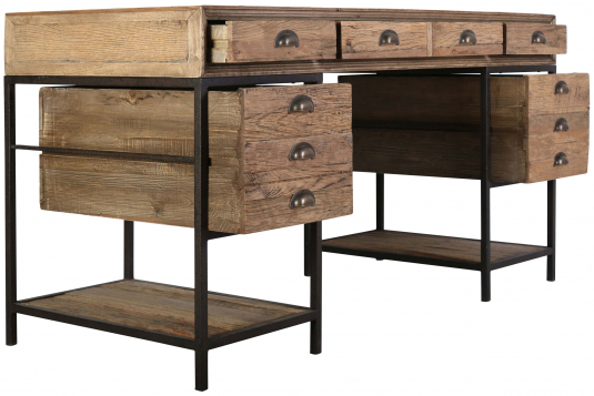 Block & Chisel rectangular reclaimed wood desk with iron legs