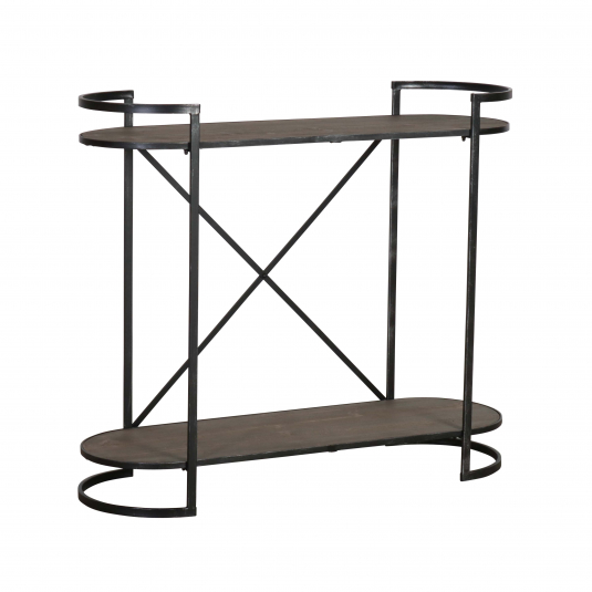 block and chisel metal and wood 2 tier shelf 